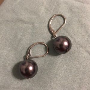 Faux purple pearl earrings